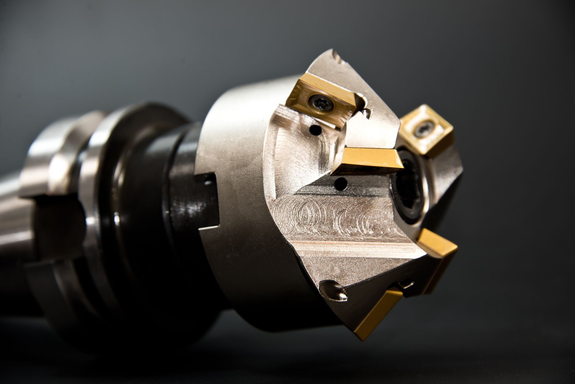Close-up of a cutting head used in metalworking