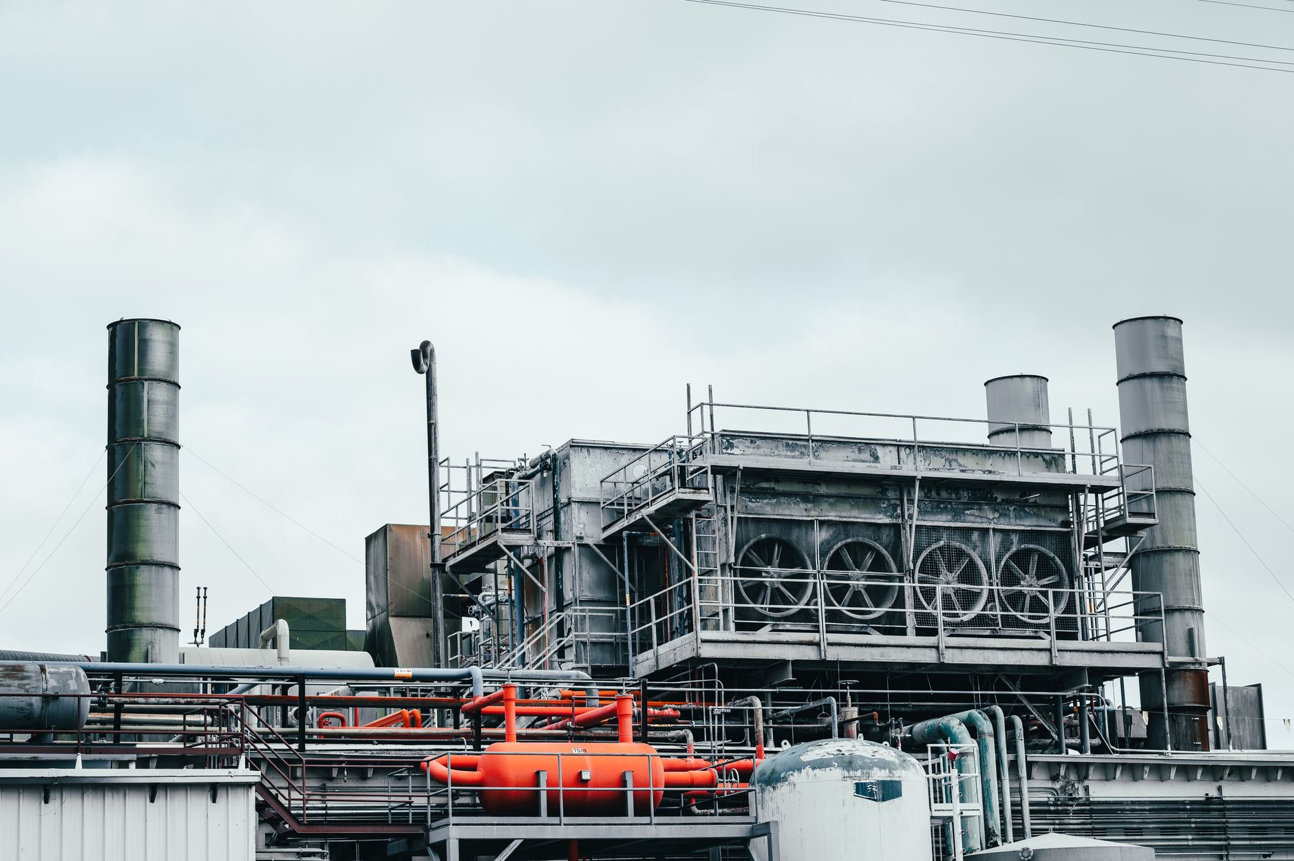 Industrial plant interior showing process equipment and pipework